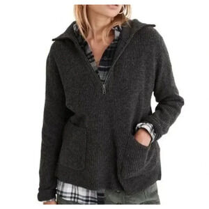 Madewell Glenbrook Half Zip Merino Wool Blend Sweater Gray Womens Small